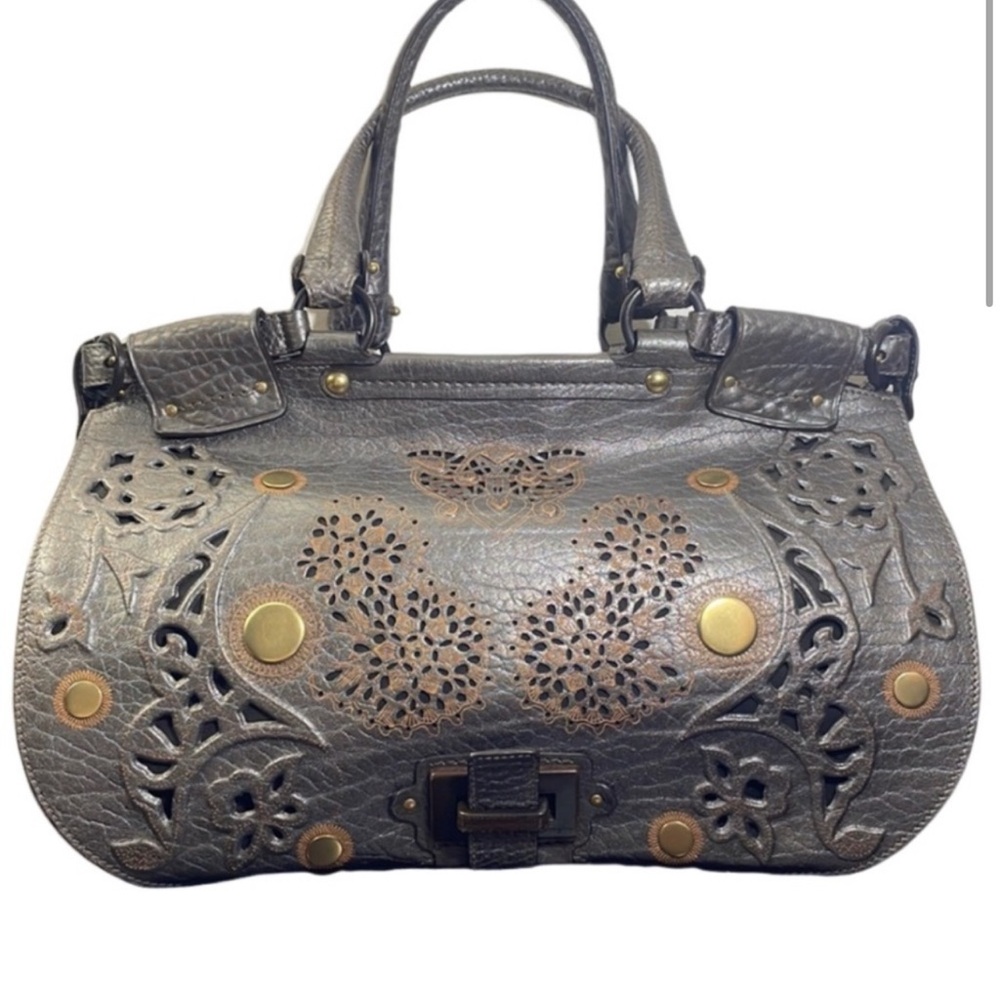 Gray gorgeous Salvatore Ferragamo perforated handbag
